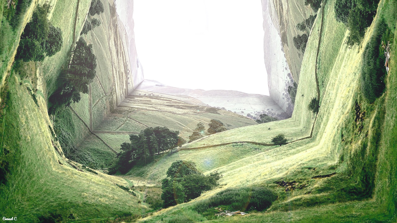 Paysage retouché à la façon du film Inception