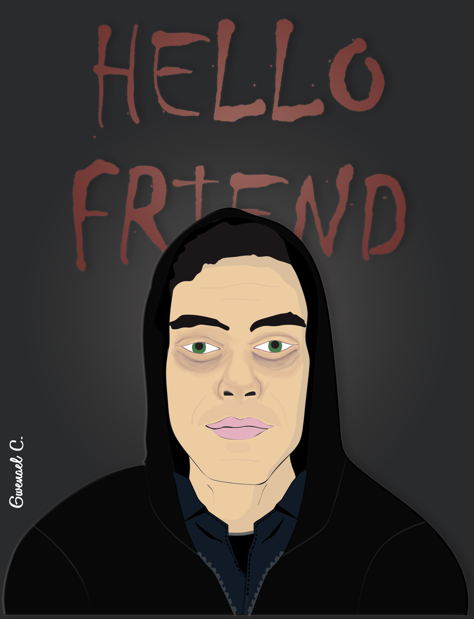 Dessin d'Elliot Alderson personnage de la série Mr Robot