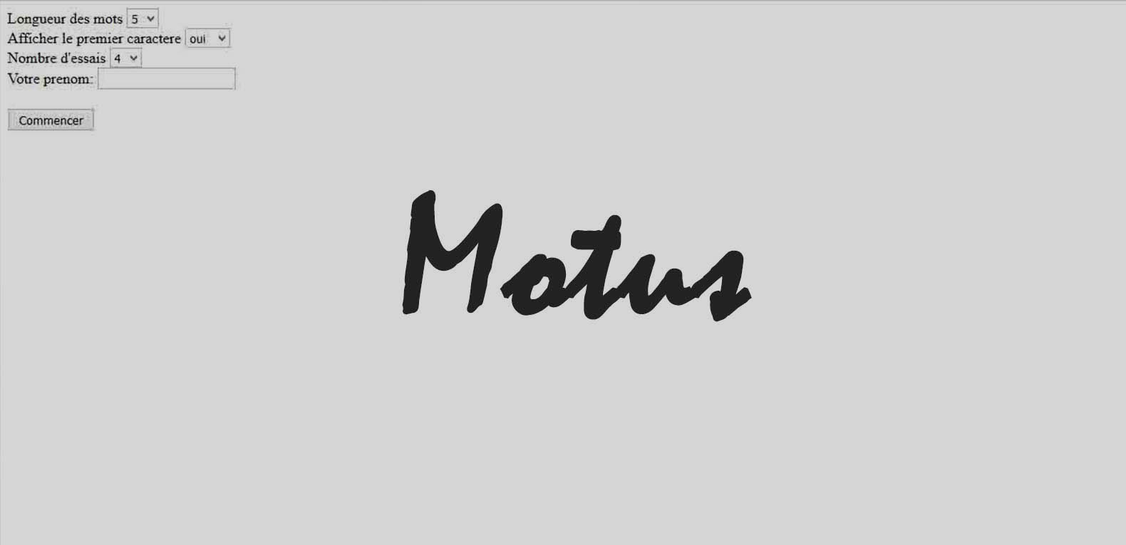 Jeu Motus réalisé en PHP