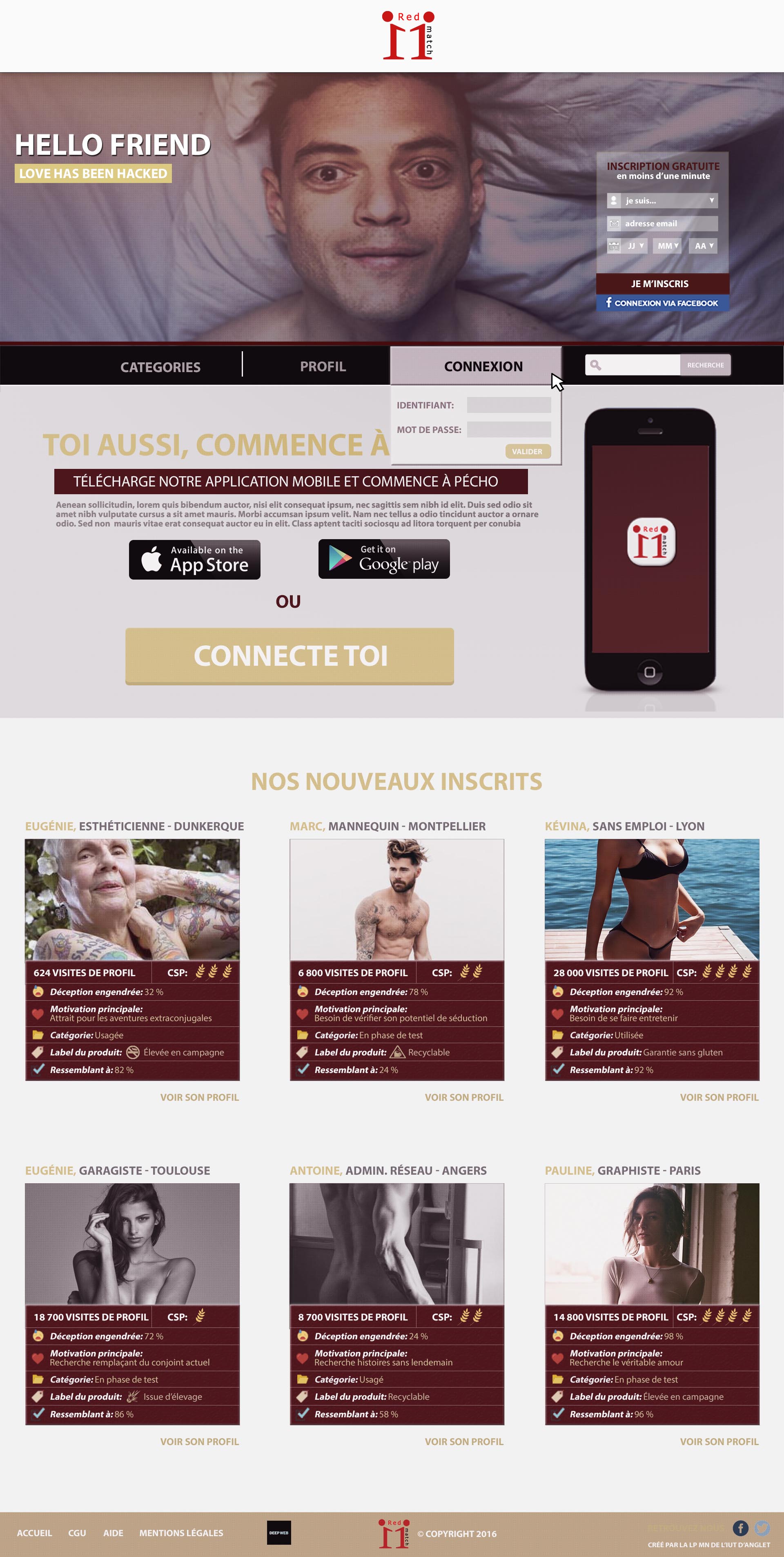 Maquette d'un site de rencontres