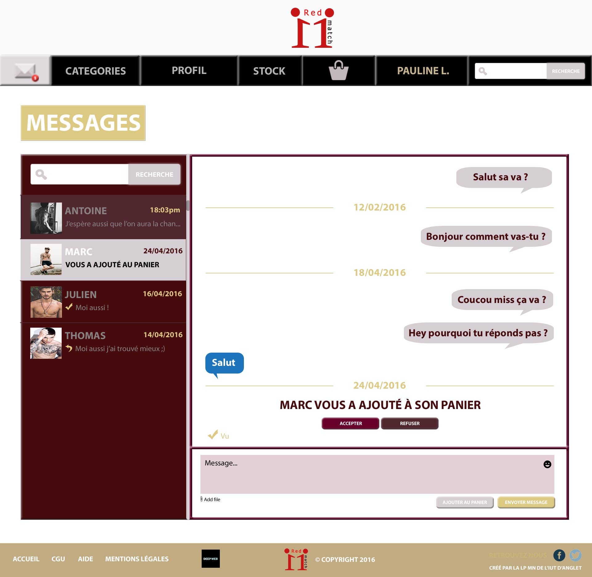 Maquette d'un site de rencontres