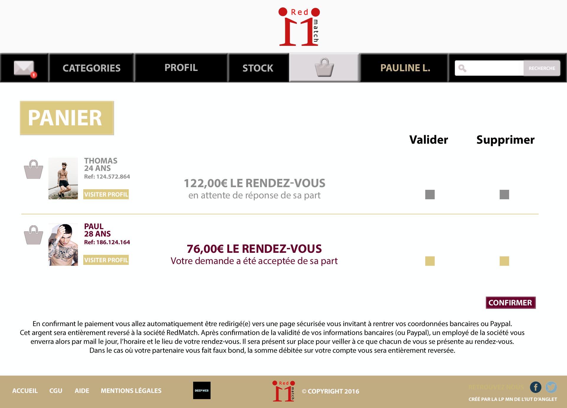 Maquette d'un site de rencontres