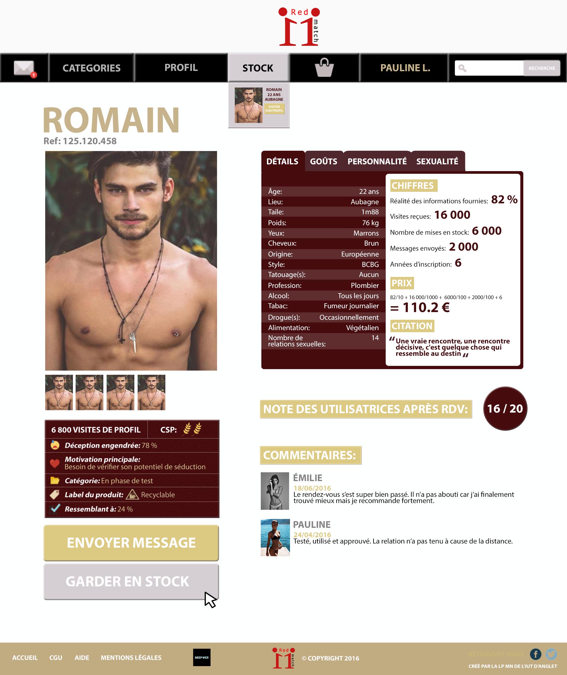 Maquette d'un site de rencontres