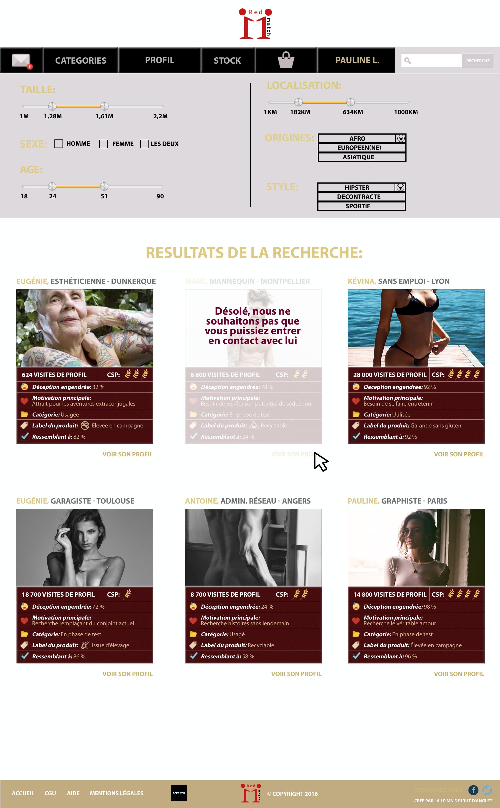 Maquette d'un site de rencontres