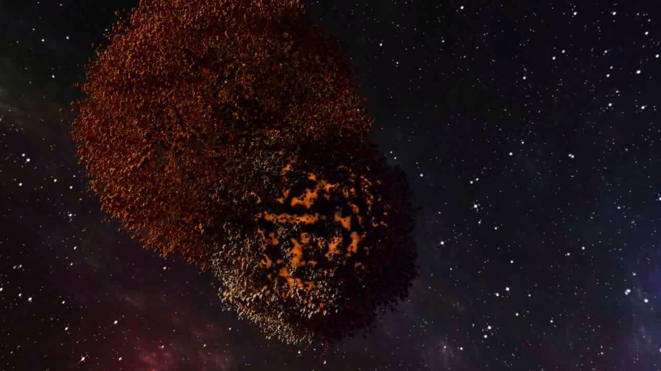 Vidéo 3D de deux planètes entrant en collision